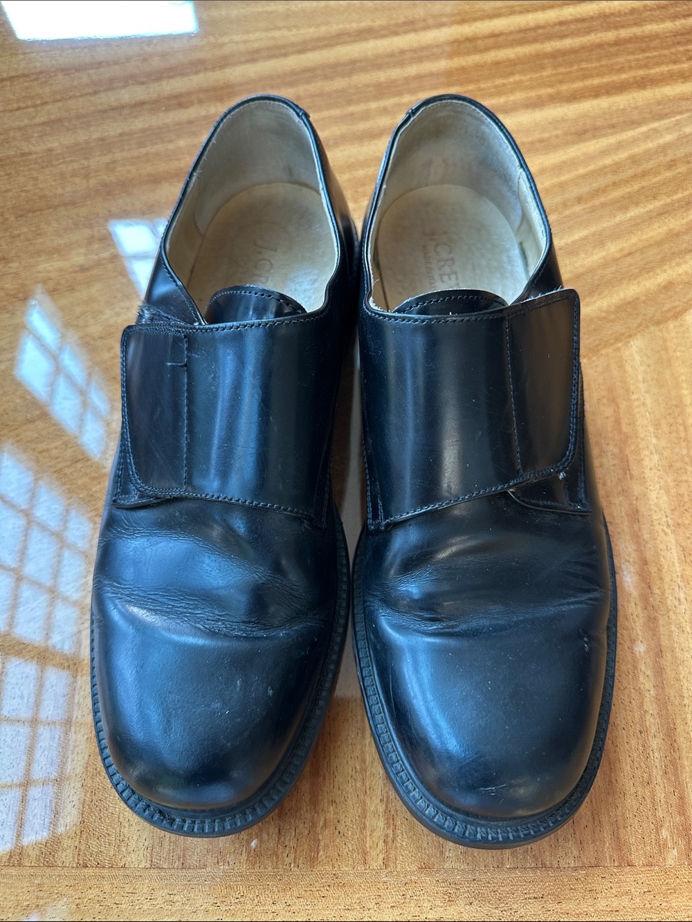 J Crew Black Leather Slip-On Dress Shoes